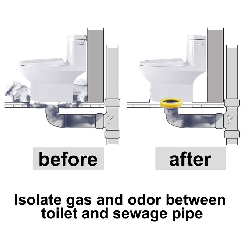 iFealClear 2 Sets Toilet Wax Ring Kit with Bolts, PE Flange and Extra Retainers, Thick Wax Ring Gasket for Toilet Bowl, Washers Bolt Caps Gasket Use for Most Toilets- Gas, Odor and Watertight Seal