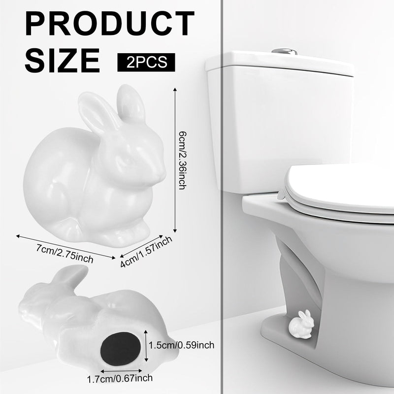 2PCS Toilet Bolt Covers, Decorative Toilet Screw Covers Cute Hidden Toilet Screw Caps for Bottom of Toilet Fits Most Bolts (Ceramic Rabbit Style)
