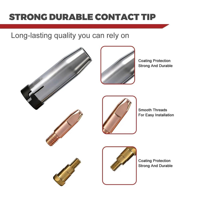 16-pk MIG Welding Tip Holder Kit (Includes .045" Contact Tips, Nozzles, Diffuser) Compatible with Eastwood MIG250, Eastwood MP250 and Eastwood MP250i Welder Gun 16-PK .045" Kit