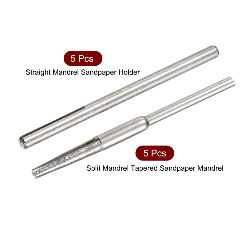 uxcell Split Mandrel Tapered and Straight Mandrel Sandpaper Holder with 2.35mm 3mm Shank for Abrasive Sanding Disc 10 Pcs