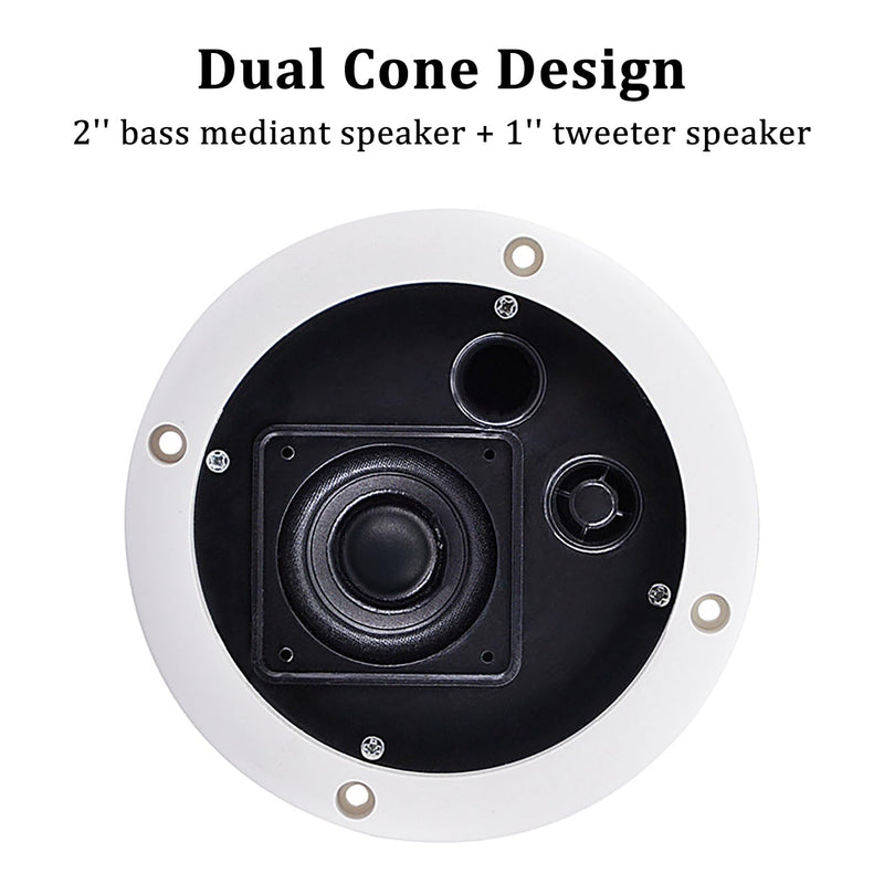 HiQltyla 5.25 Inch Waterproof Marine Boat RV Hot Tub Outdoor Speaker, WEAH-400 25 Watt Dual Cone 2 Way Full Range White Color (Sold as a Pair)