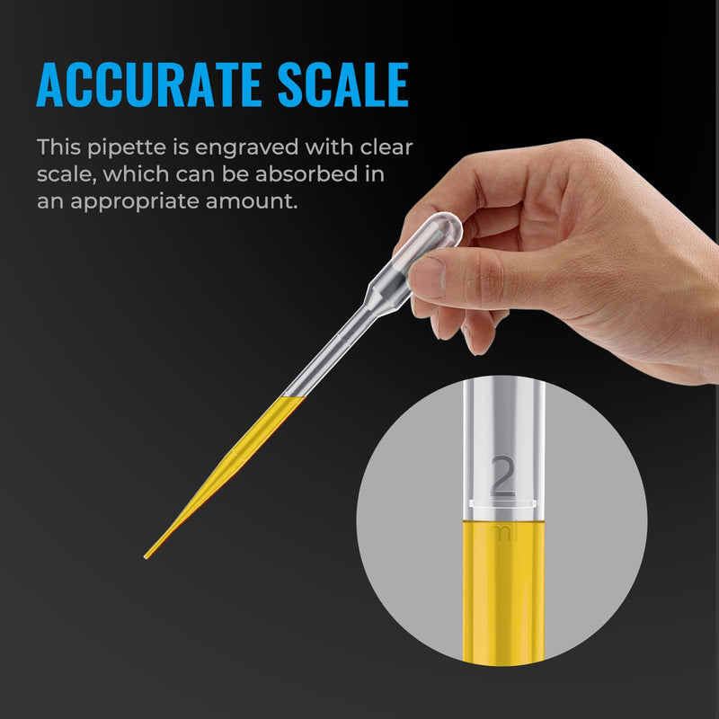 100Pcs 3mL Disposable Plastic Transfer Pipettes Calibrated Dropper for Science Experiment, Art, and DIY - Easy-to-Use and Safe 100pcs 3mL Pipettes Style
