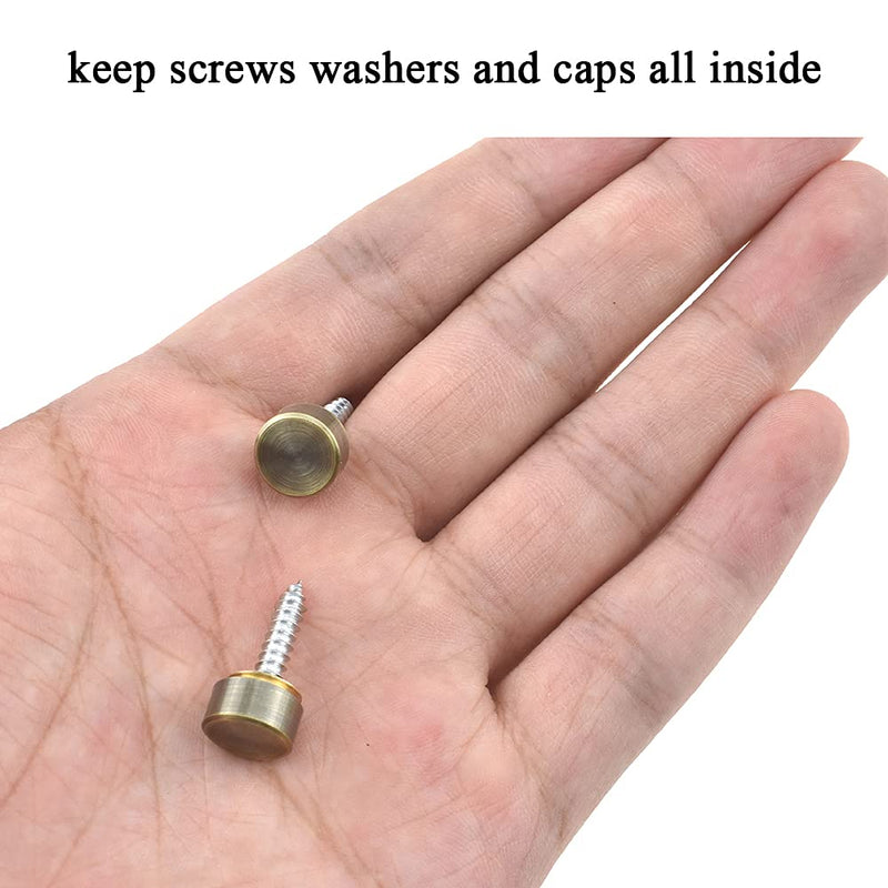 Hahiyo 10mm Diameter Mirror Screws Brushed Copper Material Solid Easy Install Brass Washer Decorative Caps Fasteners Nails Bronze 20 Pairs for Bathroom Mirrors Panels Kitchen Ceiling Arts Crafts 10mm-20sets-Bronze