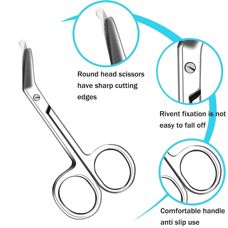 2-Piece Ostomy Scissors, Ostomy Supplies for Ostomy Care, Colostomy, Urothrostomy.Ileostomy Stainless Steel Scissors for Doctors and Home Care, 4.3 X 2.1 Inch, Curved (2Pcs Silver) 2pcs Silver