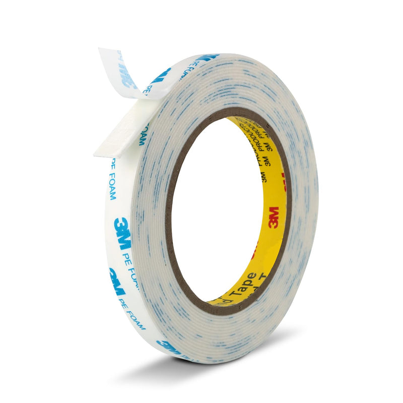 Double Sided Tape Strong Foam Tape 1/2" x 18Ft Made of 3M Heavy Duty Mounting Tape Waterproof PE Foam Adhesive Strips for Posters Alarm Sensors Window Shades and Other Home Office Deco
