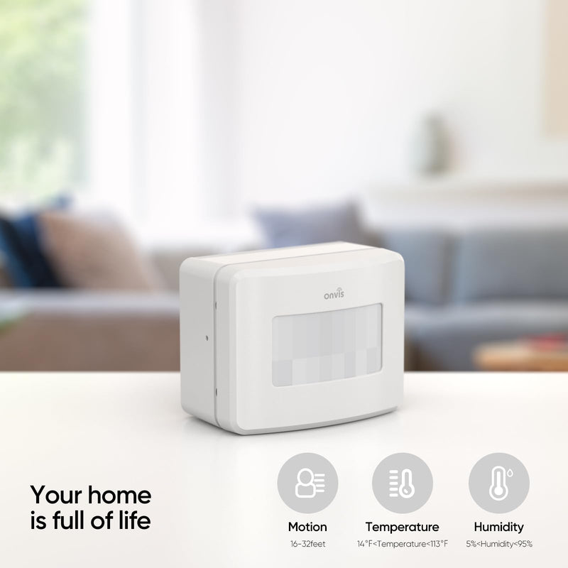 Onvis Smart Motion Sensor, Wireless Home Security System, PIR Motion Detector, Hygrometer, Thermometer,Works with Apple HomeKit-Thread SMS2-K
