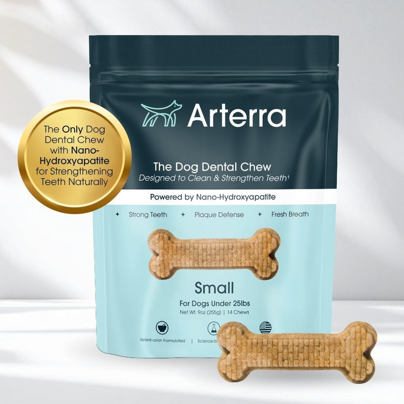 Arterra Pet Science Dog Dental Chews with Nano-Hydroxyapatite Next-Generation Daily Chews for Stronger Teeth, Fresh Breath, and Healthy Gut, for Small Breeds, 14 Count, Pack of 1