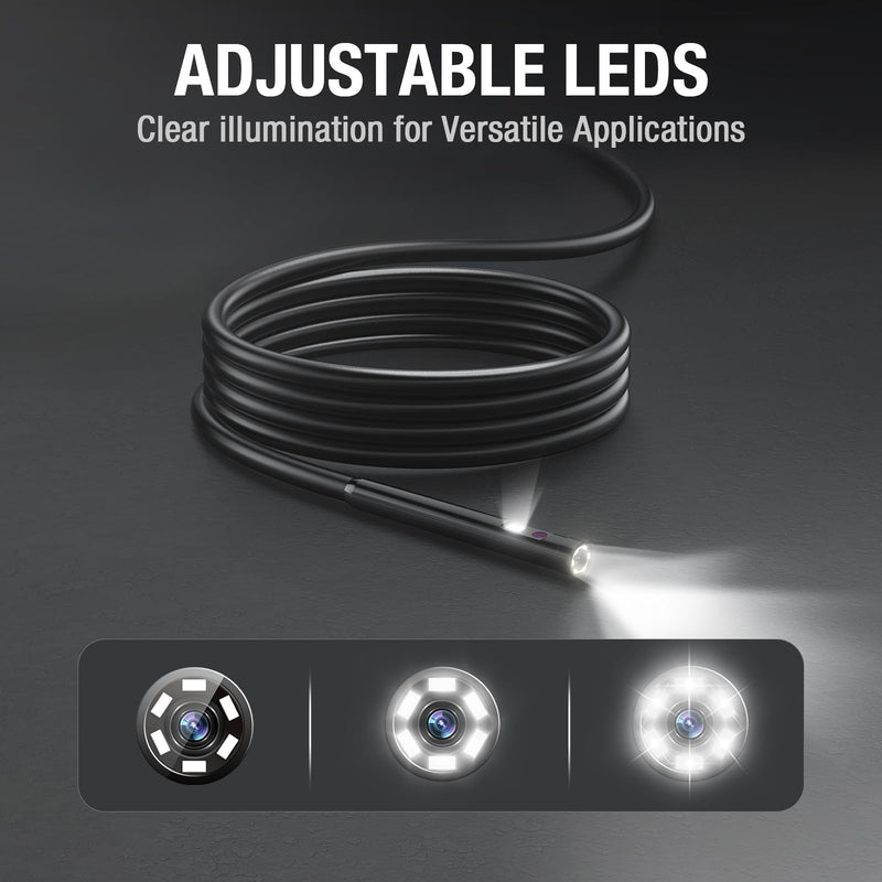 5FT Dual Lens Probe, 5mm/0.2inch Diameter Semi-Rigid Cable Compatible with MS450 Inspection Camera