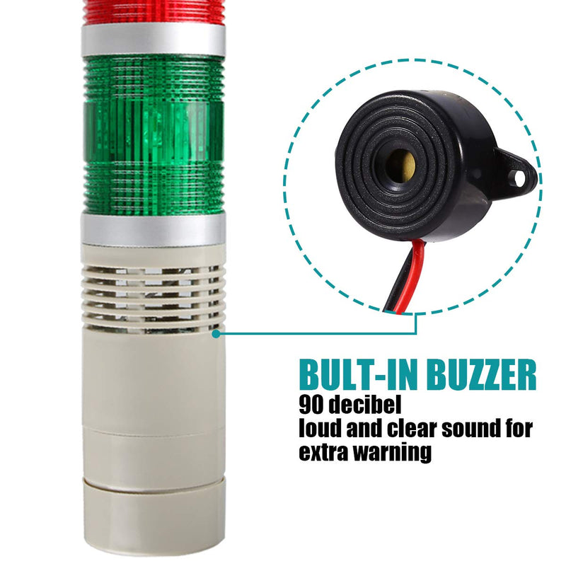 LUBAN Industrial Signal Light Tower, Column LED Alarm Tower Lamp Light Flash Indicator, 3-Layer Stack LED Warning Light for Safety (DC 12V/Steady ON Light) 12V without Buzzer
