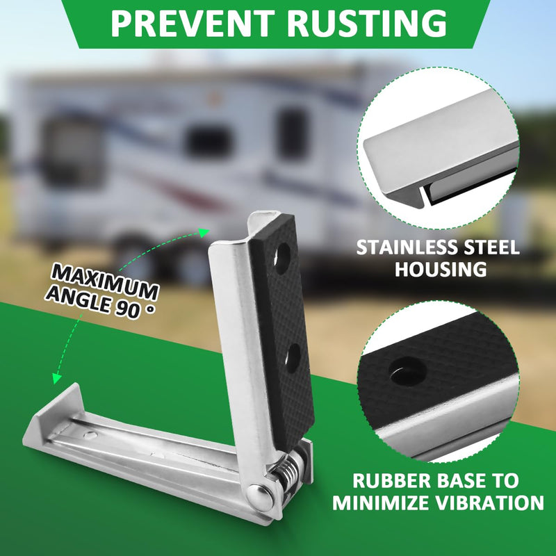 2pcs RV Camper Baggage Door Catch Stainless Steel Door Holder Clips Compartment Latch Holders Fit for Various RV, Travel Trailer, Camper Vans, Motor Home to Keep Door Open 2