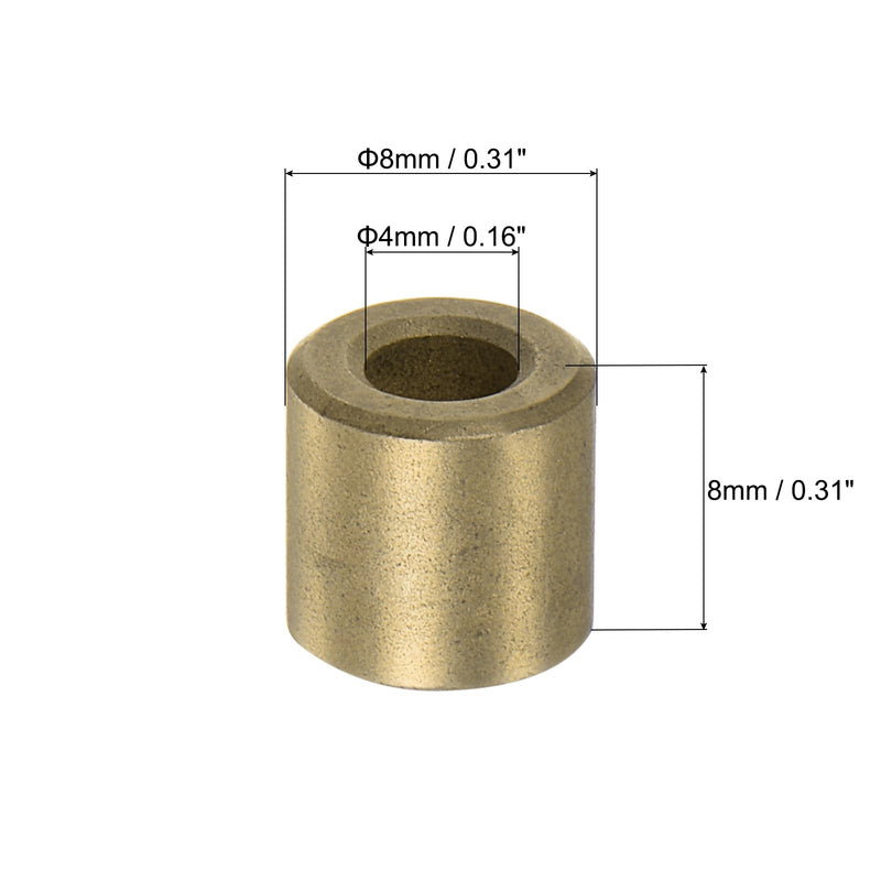 uxcell 12pcs Sleeve (Plain) Bearings 4mm Bore x 8mm OD x 8mm Length, Self-Lubricating Sintered Bronze Bushings 12