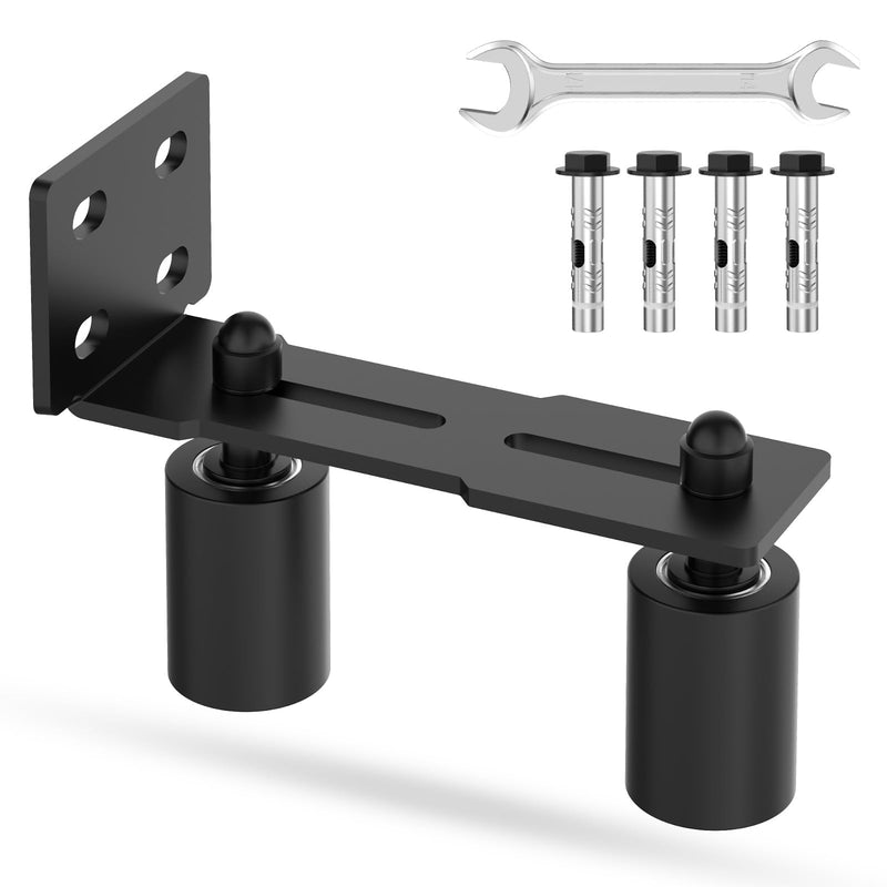 Heavy Duty Sliding Gate Guide Roller Hardware Kit, 3" Black Nylon Wheels with Steel L-Bracket, Adjustable Slide Gate Guide Roller for Rolling Door, Wood, Garage (Black-1pc, 3in) Black-1pc
