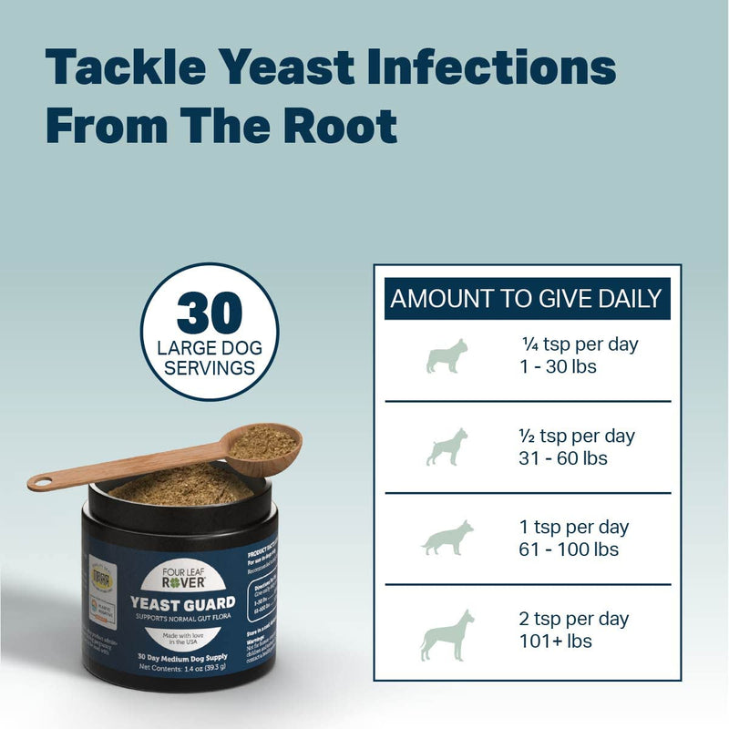 Yeast Guard - Dog Gut Health Probiotics Support Powder - Organic Herbs for Flora and Immune Support - 7 to 60 Day Supply, Depending on Dog’s Weight - Vet Formulated - for All Breeds