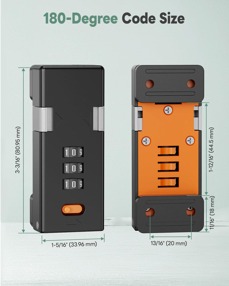 180 Degree Barn Door Combination Lock, 3 Digit Password Keyless Home Security Lock for Kitchen Cabinet, Drawer, Locker, Sliding Closet Doors - Sturdy and Practical Gate Latch (1, Black) 1