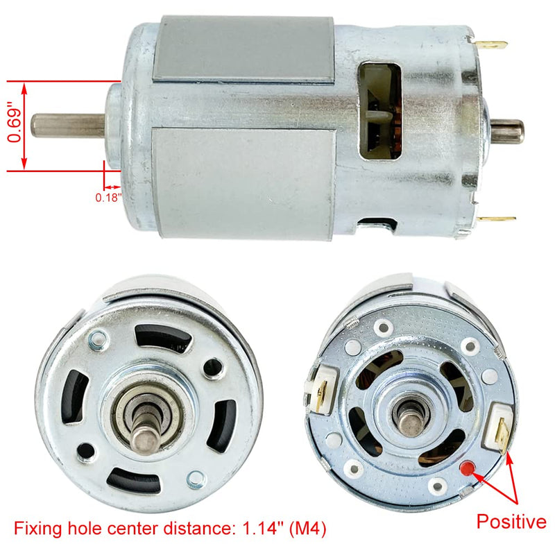 DC 775 Motor 12V-24V 6000-12000RPM 775 Electric Motor Double Ball Bearing High Torque Large Power Low Noise DC Motor with Bracket DIY for Mini Angle Grinder Table Saw Drill Electrical Tools