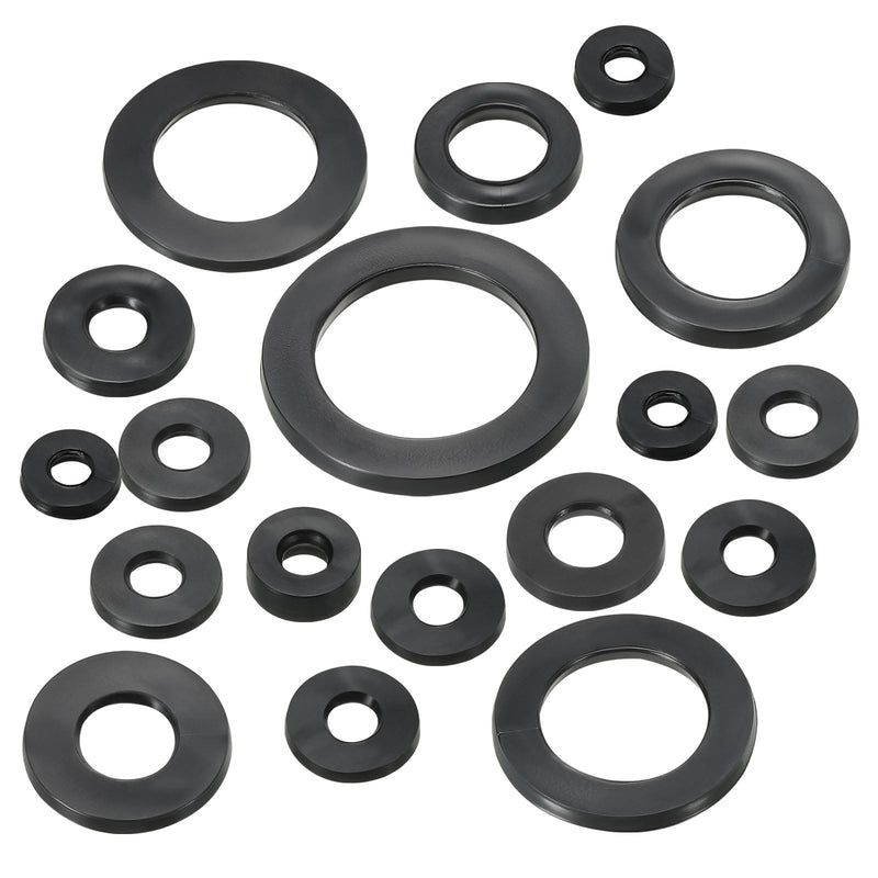 PATIKIL M5 Rubber Flat Washer, 60 Pack 5mm ID 11mm OD 1.6mm Thick Sealing Spacer Gasket Ring for Faucet Pipe Water Hose Fastener Bolt, Black 5x11x1.6mm