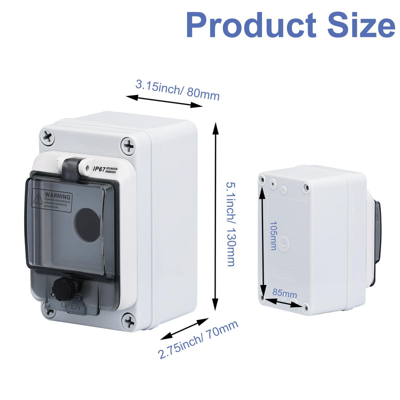 Emergency Stop Button with Box, Emergency Shut Off Switch E-Stop Push Button Switches Box Waterproof for Outdoor use, IP67 660V 10A