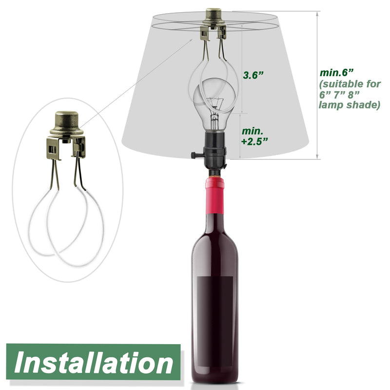 Lamp Shade Light Bulb Clip Adapter,Lamp Shade Holder with Cap Knob Finial and Silicone Levelers,Clip on Lampshade Adapter to Keep Lamp Shade in Place (Bronze) Bronze