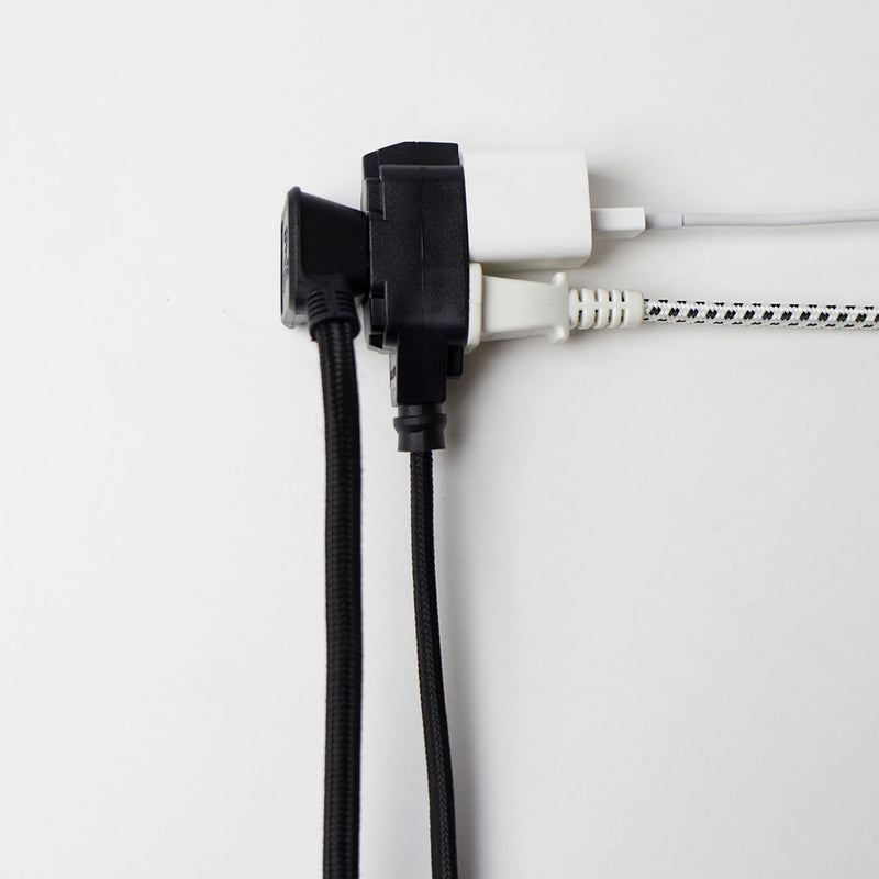 Globe Electric 22810 9ft Fabric Extension Cord, 3 Polarized Outlets, Right Angle Plug, 125 Volts, Black, Extension Cord with Multiple Outlets, Multi Plug Outlet, Electrical Outlet, Home Improvement