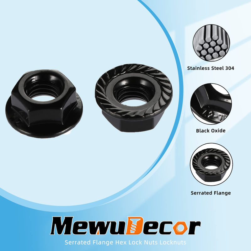 M3 Serrated Flange Nuts Flanged Locknuts, Stainless Steel 18-8 (304), Black Oxide, 100 PCS M3