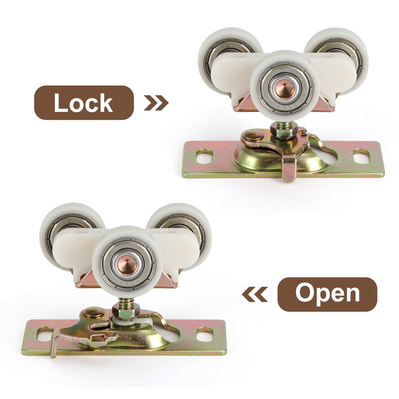 Pocket Door Commercial Grade Hanger Fits Johnson Part #1125 & Upgrades #1500 Hardware Kit, 1" Nylon Ball Bearing, 1-1/4" C.T.C, Min. 1" Thick Doors, 200lbs Capacity. Standard Rollers