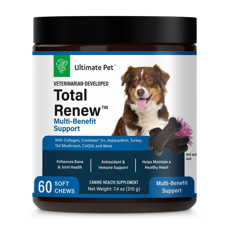Ultimate Pet Nutrition Total Renew Vet-Developed Soft Chew Multivitamin for Dogs, Supports Joint, Heart, Immune & Digestive Health, 60 Count