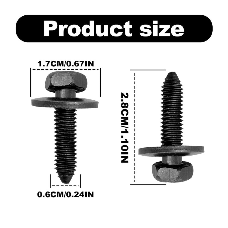10pcs M6 1.0 X 25mm Metric Hex Head Sems Bolts Body Bolts Screw Compatible with GMC Buick Chevrolet Cadillac 11503834, 20351035