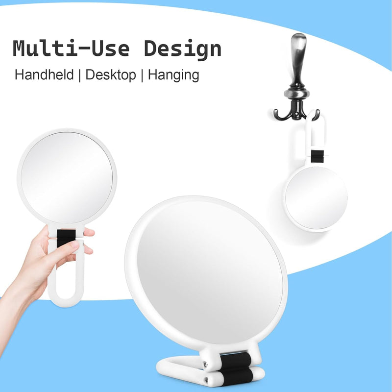Hand Mirror, Equal and 30X Double Sided Magnifying Mirror, Travel Folding Hand Mirror, 6.0 inch (15.2 cm), Double Sided Makeup Mirror