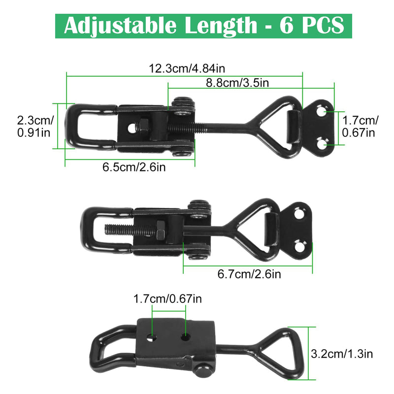 Adjustable Toggle Clamp Holding Capacity Toggle Latch Hasp Clamp Quick Release Pull Latch (Black-6pcs -550lbs) Black-6pcs -550lbs