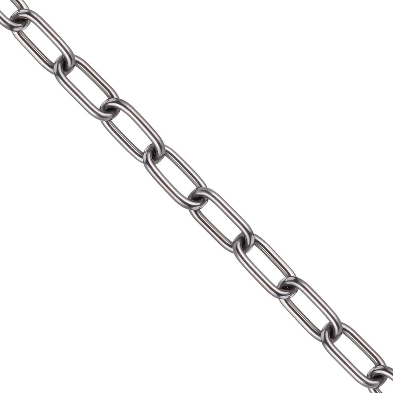 Stainless Steel Link Chain, KWOKWEI 3.28ft Long Metal Chain Link with 2 Locking Snap Hooks, 316 Stainless Steel Chain 5mm Hanging Chain for Yoga Swing Punching Bag