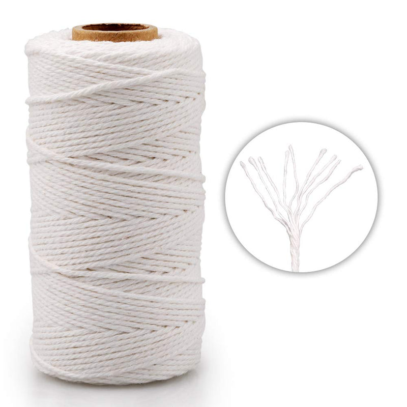 G2PLUS White String, Cotton Bakers Twine，328 Feet 2MM Natural White Cotton String for Crafts, Gift Wrapping Twine, Home Decor, Gift Packaging 2MM 328 Feet