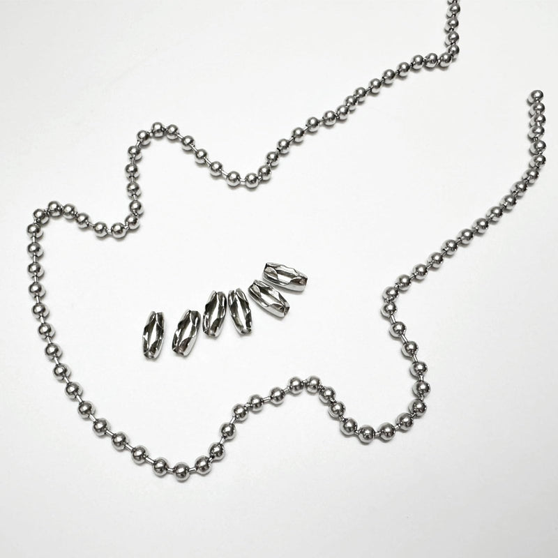 #10 Beaded Ball Chain 10 Feets 4.5mm Bead Chain Extender with 6 Pieces Connector Clasps for Plumbing, Crafts, Industrial Equipment Labeling Applications and Commercial Use (304 Stainless Steel) 4.5mm-10ft