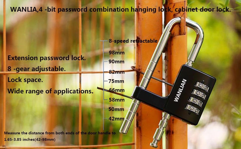 Combination Lock,4 Digit Combination Lock 3/8Inch Long Shackle Outdoor Waterproof Padlock for School Locker, Gym Locker, Hasp Storage, Fence, Gate, Cooler, Case (Black, 1 Pack) Black