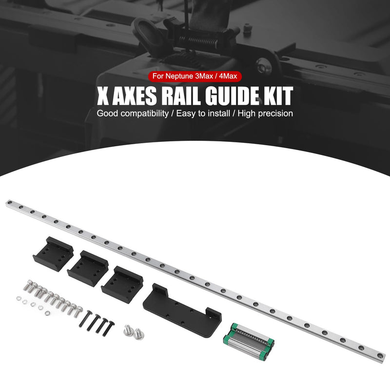 Linear Rail Guide Kit for Neptune 3 MAX, Neptune 4 MAX, High Carbon Steel, Enhanced Accuracy, Low Friction, Easy Install, for 3D Printer Upgrades