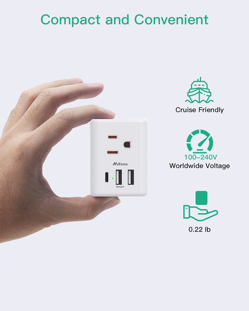 European Travel Plug Adapter with USB Charging Ports(1 USB C), International Type C Power Adapter for US to Most of Europe EU Italy France Spain Germany Greece Type C Most of Europe - 1 PACK