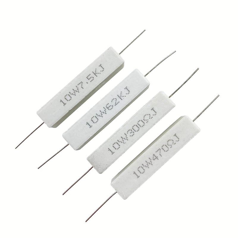 25 Values 50 Pieces Ceramic Cement Resistor KIT 10W Resistance 10 Watt ±5% Power Resistors (100 Ohm - 100K Ohm) 10W-100 ohm-100K ohm