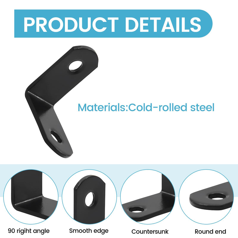 jose2015 20PCS L Brackets Corner Brace 90 Degree Metal Corner Brackets for Shelves Dressers Chairs with Screws 1.1 x 1.1 inch (30*30mm) Black 30*30-Black-20x