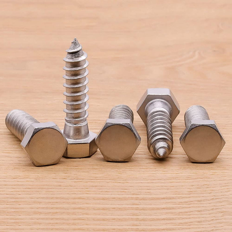 3/8" x 1-1/2" Hex Head Lag Screws Lag Bolts, 304 Stainless Steel 18-8, Deck Screws, Hexagon Head Wood Screws 10 PCS 3/8 x 1-1/2"