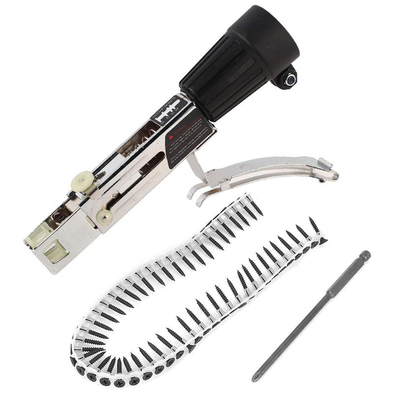 Screw Drill Chain Adapter for Power Drill Gun, Automatic Screw Spike Chain Drill Screw Chain Adapter, Automatic Chain Nail Gun Kit for Electric Drill Attachment Electric Drill Woodworking Tool