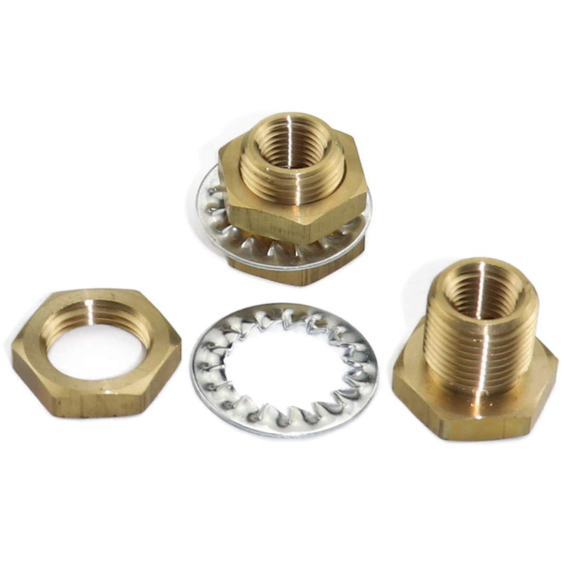 2pcs Brass Pipe Fitting 3/8" NPT Female x 3/8" NPT Female 1.3" Length Outer Diameter 1"-14 Bulkhead Coupling Bulkhead Tank Fitting Frame Hose Connector Fit min 25mm Hole
