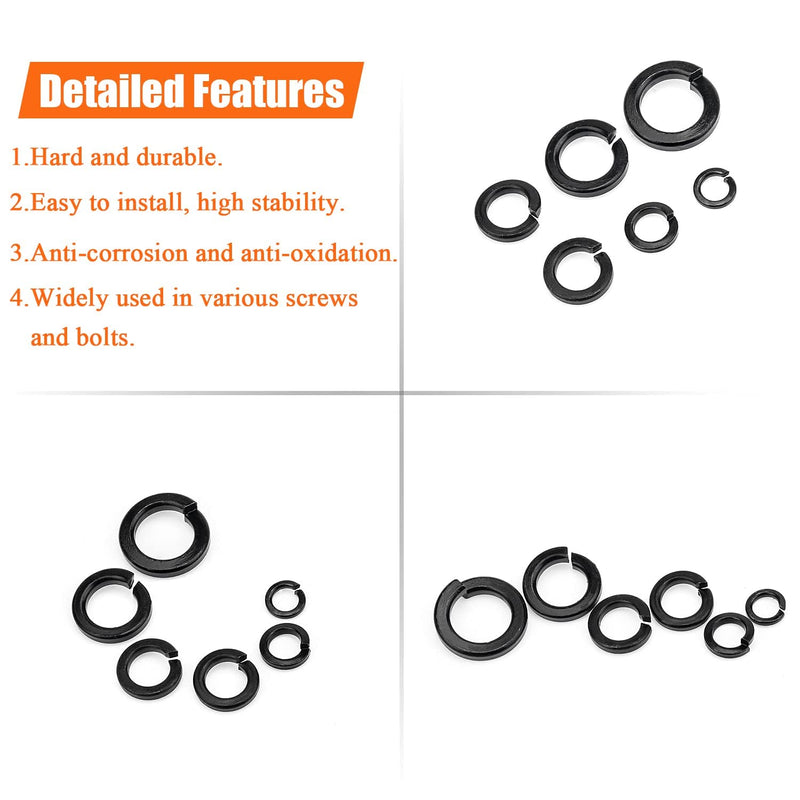 100 Pieces 8.8 Grade Alloy Steel M6 Split Lock Washers, Spring Lock Washers for Screws Bolts, Black M6 (100 PCS)