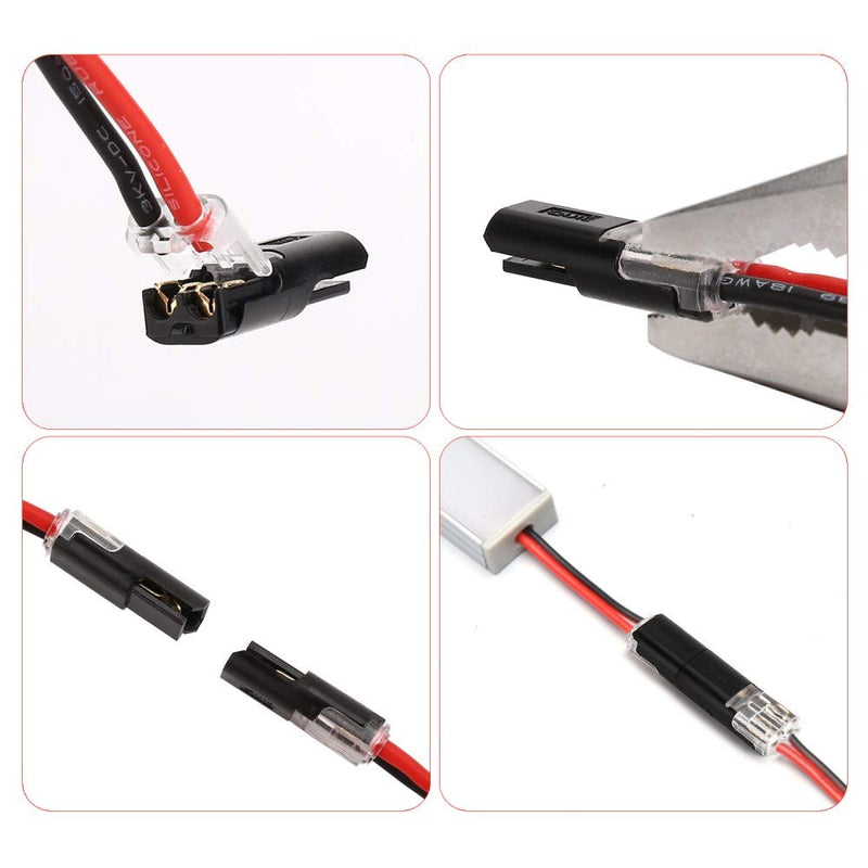 Pluggable LED Wire Connectors, TYUMEN 12pcs 2 Pin 2 Way Universal Compact Wire Terminals, No Wire-Stripping Required, Toolless Spring Wire Connectors, Quick Splice Wire Wiring Connector for AWG 20-24