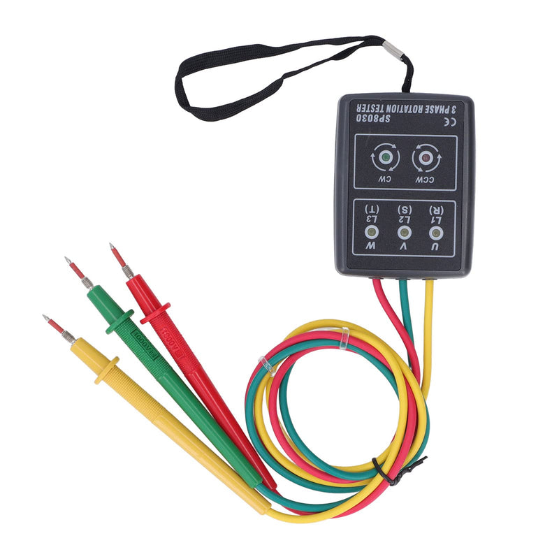 Phase Rotation Meter, 3 Test Leads 3 Phase Sequence Rotation Phase Rotation Tester 5 LED Indicator for Home