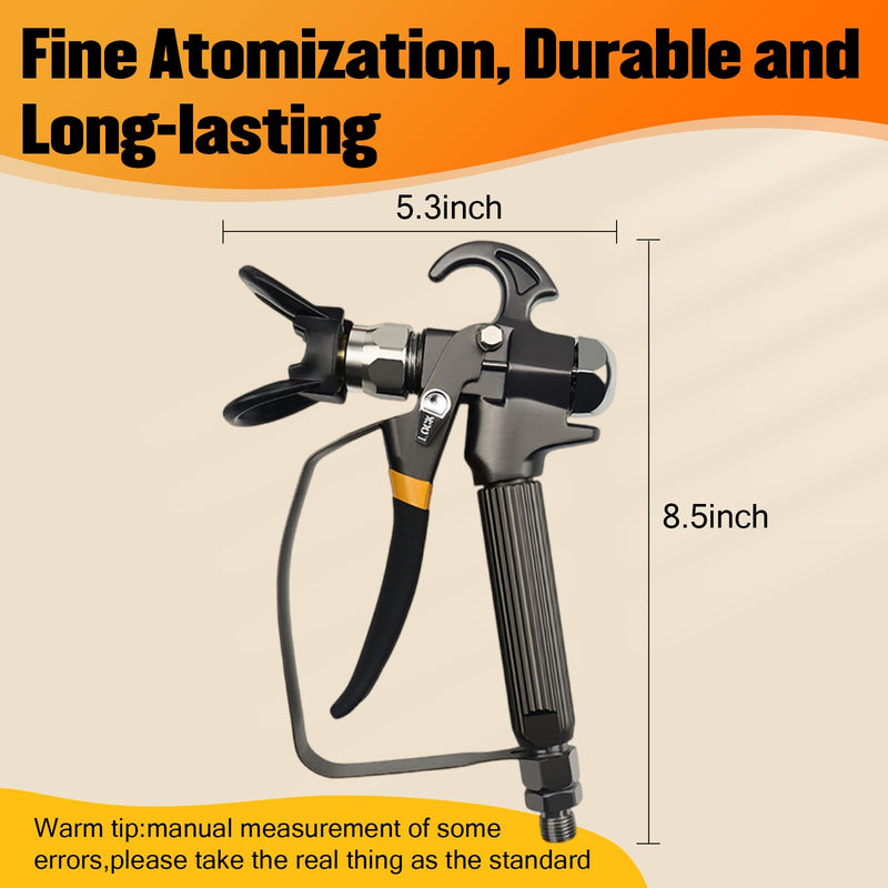 Airless Paint Spray Gun High Pressure 3600 PSI with Reversible 517 Nozzle Tip Guard Swivel Joint for Airless Paint Sprayers Black Steel
