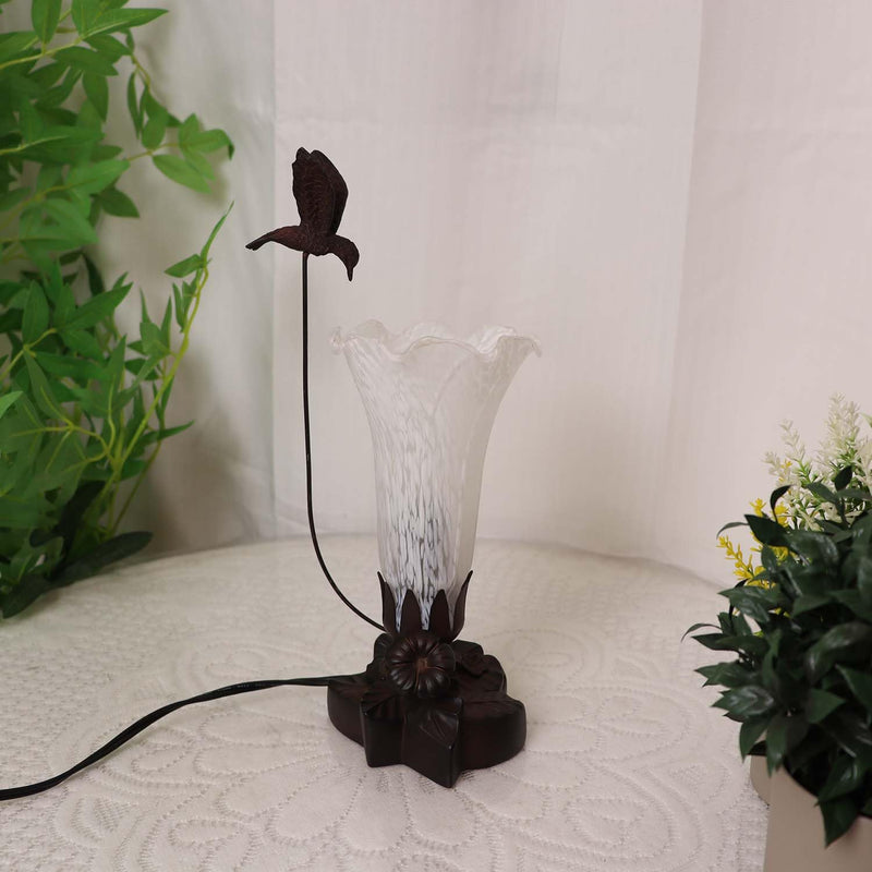 Bieye LS10 Lily Flower Blown Glass Lampshade (White, Opening I.D. 1.26" x O.D. 1.5") Opening I.D. 1.26" x O.D. 1.5" White