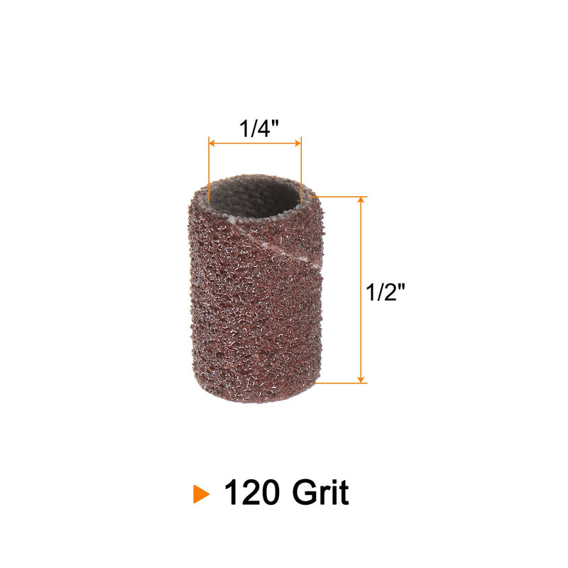 HARFINGTON 100pcs Sanding Drums 1/4 Inch Mini Sanding Sleeves 120 Grit Sanding Bands for Drum Sander Rotary Tools