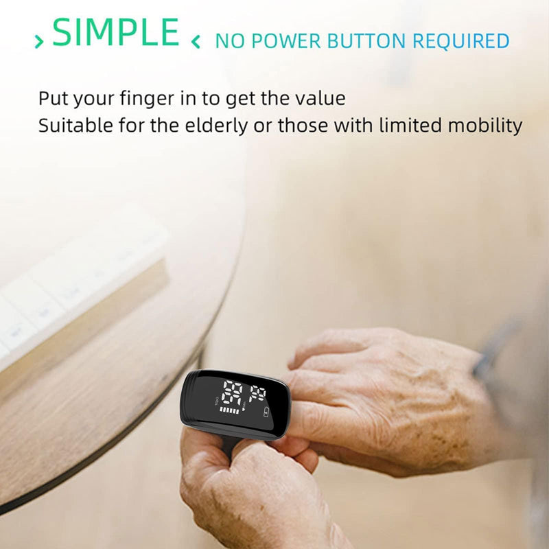 Pulse Oximeter Fingertip, Pulse Oximeter Rechargeable,Pulse Oximeter with Rechargeable, Fingertip Blood Oxygen Saturation Monitor Rechargeable, Accurate Fast SpO2 Reading (Black)
