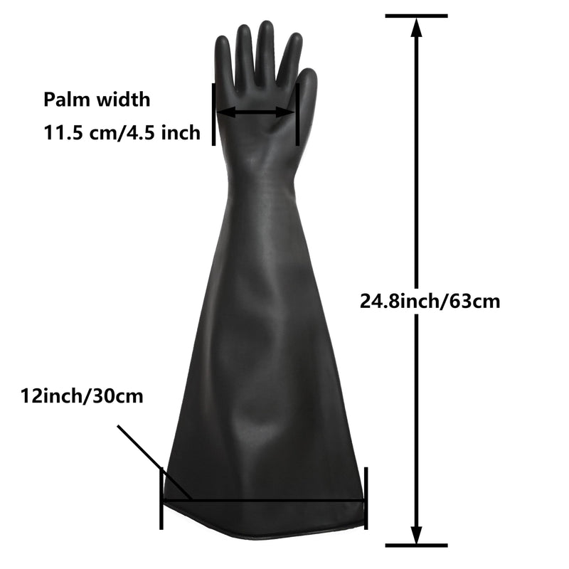 Heavy Duty Sandblasting Gloves 27.5" Rubber Gloves for Sandblaster Protective Safety Work Black Striped
