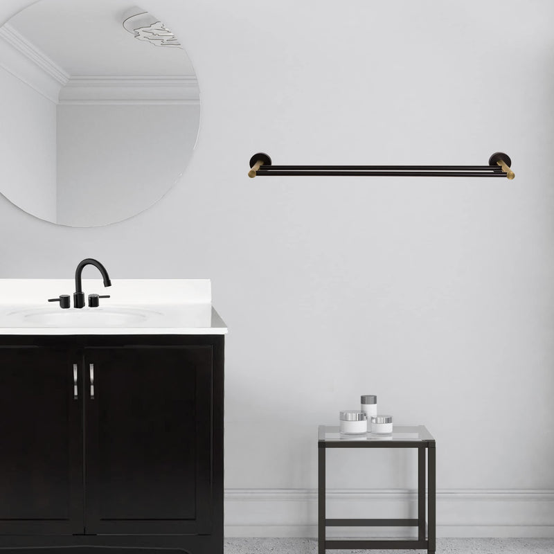 Design House Kelton Double Towel Bar, 24", Matte Black, Satin Gold Matte Black/Satin Gold 24 in. Wide Towel Bar - Double