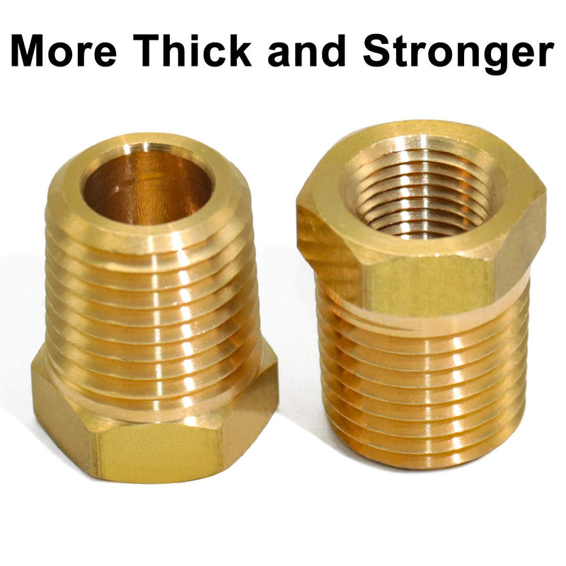 KOOTANS 4pcs Heavy Duty 1/4 NPT Male Thread to 1/8 NPT Female Thread Brass Reducer Hex Bushing Brass Fitting Pipe Hose Tube Adapter Convert 1/4 x 1/8 NPT (O.D x I.D: 1/2'' x 3/8'')